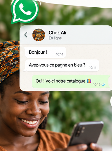 Cliente demandant une robe rouge à Xamany sur WhatsApp